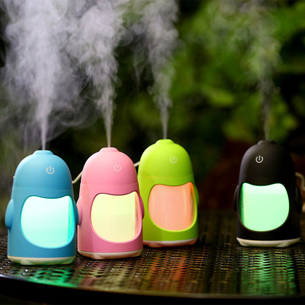 Cute Penguins Humidifier with Colorful LED light Aromatherapy Ultrasonic Air Purifier Night Light for Office/Home/Car Oil Aroma Spa diffuser