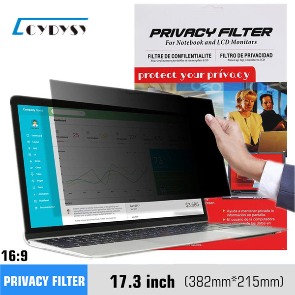 17.3 inch Anti-Glare Spy Privacy filter Screen Protector Film Cover For 16:9 Widescreen Laptop/PC /LCD Monitor 382mm*215mm