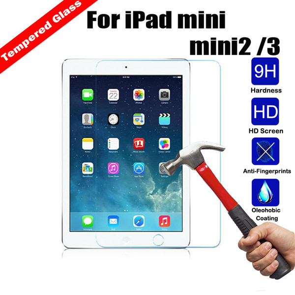 Wholesale For iPAD Tempered Glass Screen Protector For Ipad 2/3/4 Ipad mini Film Tablet Screen Protector 9H 0.4MM Retail Package free DHL