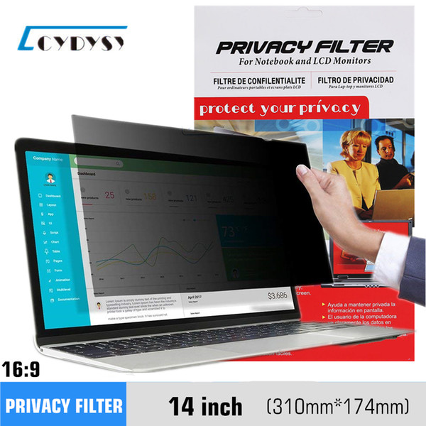 14 inch Anti-glare Privacy Filter screen protective film for Widescreen (16:9 Ratio) Laptop monitor 310mm*174mm