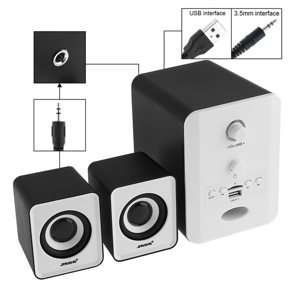 SADA D-223 Mini Stereo Combination Speaker Portable Column Subwoofer Computer Speaker with 3.5mm Audio Plug Support TF Card PMP_716