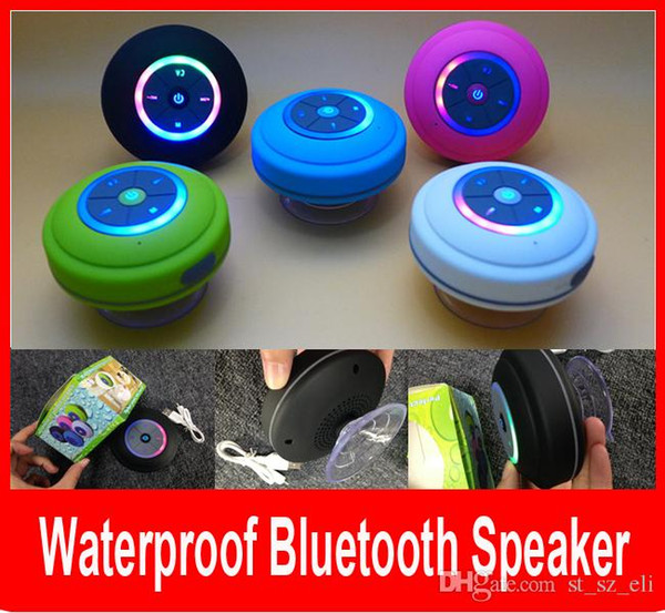 New Portable Colorfull LED Waterproof Wireless Bluetooth Speaker Shower Car Handsfree Receive Call mini Suction Phone speakers