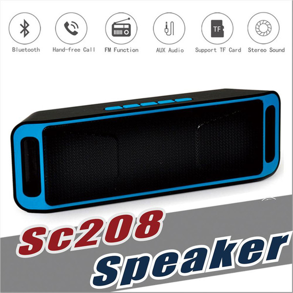 NEW SC-208 Mini Portable Bluetooth Speakers Cheap SC208 Wireless Smart Hands-free Speaker Big Power Subwoofer Support TF USB FM Radio