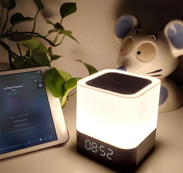 2019 Musky DY28 Plus Wireless 4.0 Bluetooth LED Lamp Speaker changeable Light Touch feedback Alarm Clock AUX 4000mAh