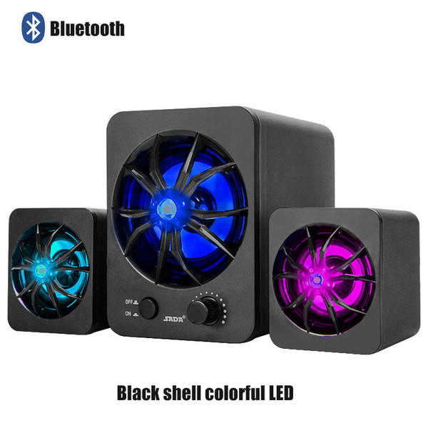 Bluetooth Version Built-in Colorful LED 2.1 3 Channel Subwoofer Speaker Rainbow Backlit USB Power Computer MP3 Cellphone Speakers D217