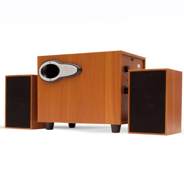 Wooden Combination Surround Stereo Home Theater Speakers for TV Stereo USB Wired Soundbar Music Subwoofer for Laptop TV Computer