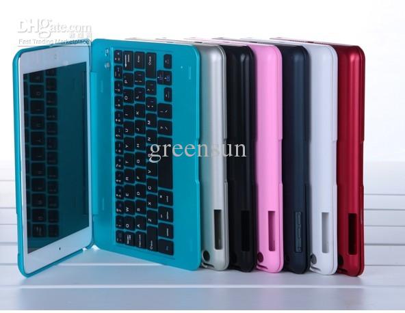 free shipping Newest aluminum keyboard case Ultra Slim Aluminium Bluetooth Keyboard with cover case for ipad Mini