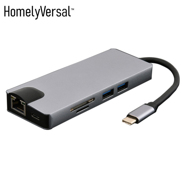 Laptop Docking Station Multi-function Macbook HUB to USB3.0 + USB3.0 + SD TF Gigabit LAN VGA HDMI power port