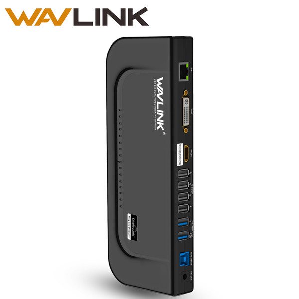 Wavlink USB 3.0 Universal Dual Display Docking Station Support HDMI/DVI/ VGA with 6 USB Ports external Gigabit Ethernet HD 1080p