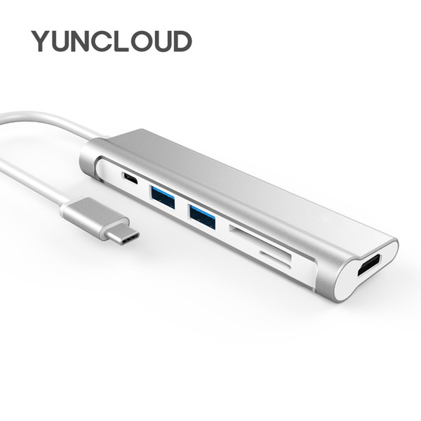 YUNCLOUD Laptop Docking Stations to PD Charging 4K HDMI Card Reader USB 3.0 HUB For MacBook Galaxy S9/S8 Huawei P20 Pro