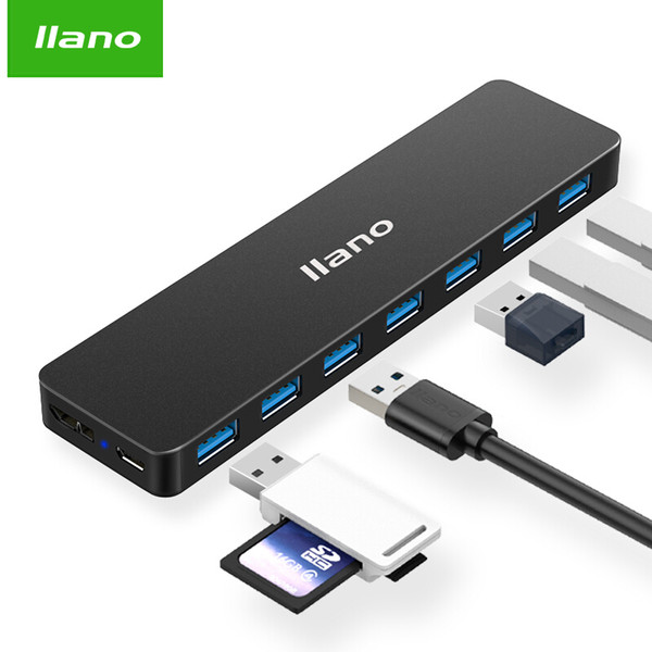 llano USB splier 7 with power cord HUB 7-port USB3.0 multi-port high-speed expansion notebook computer converter metal black