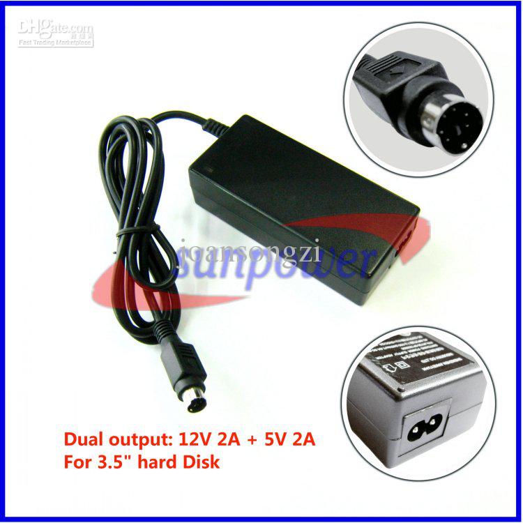 20pcs/lot, High Quality New Power Supply 12V + 5V AC Adapter for HDD Hard Disk Drive CD DVD-ROM with 6PIN PS2 port