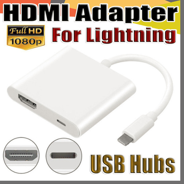 Lightning Digital AV Adapter for Apple iphone HDMI Adapter Cable White Package High Quality free DHL shipping