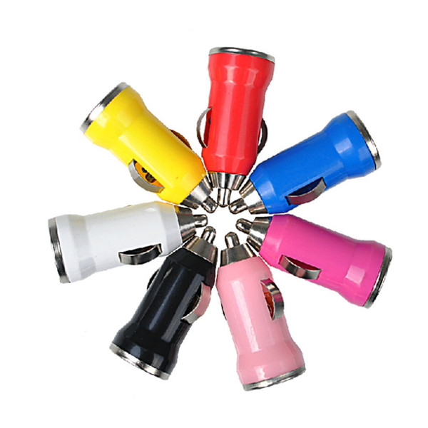 Mini Bullet colorful USB Car Charger Adapter for Ipod Iphone 5 5g 4G 3GS 3G 2G Cell Phone Mp3 Mp4 Mp5 10Colors