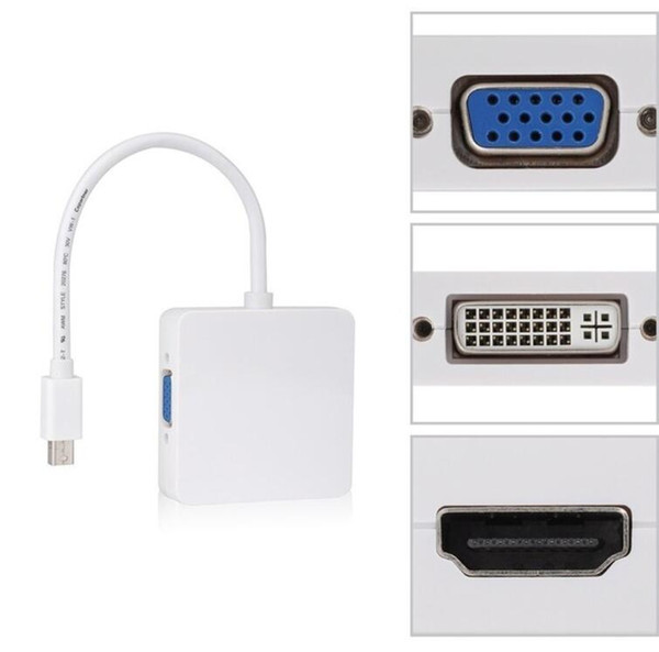 NEW 3 in1 Thunderbolt Mini Displayport DP to HDMI DVI VGA Adapter Display port Cable for apple MacBook Pro Mac Book Air