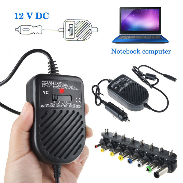 Universal 80W DC Car Charger Laptop Notebook Adapter Adjustable LED Auto Power Supply Set + 8 Detachable Plugs Computer Charger