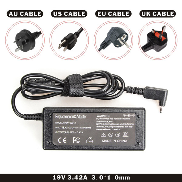 Laptop Charger AC Adapter 19V 3.42A 65W 3.0*1.2mm For Power With AC Cable