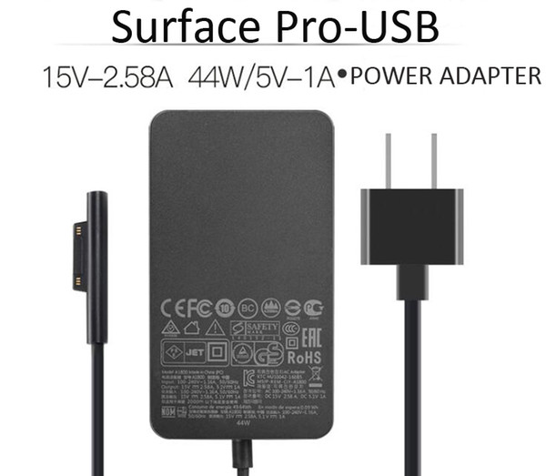 50PCS New 44W Power Adapter For Microsoft Surface Pro-USB Charger Output 15V 2.58A Intelligent Fast Charger A1800 Free Shipping