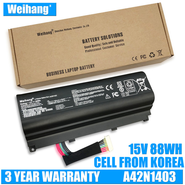 Weihang Korea Cell 15V 88WH Laptop Battery for ASUS ROG G751JY G751JM G751JT GFX71JY GFX71JT A42N1403 A42LM93 4ICR19/66-2