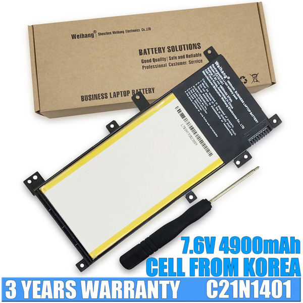 Weihang 4900mAh 37Wh 7.6V C21N1401 Laptop Battery For ASUS X455 X455L X455LA A455L A455LD A455LN F455L K455L X454W Y483LD W419L