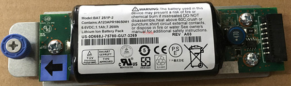 Used 7.26wh 1.1ah 6.6vdc BAT Battery For Raid Controller PowerVault MD D668J