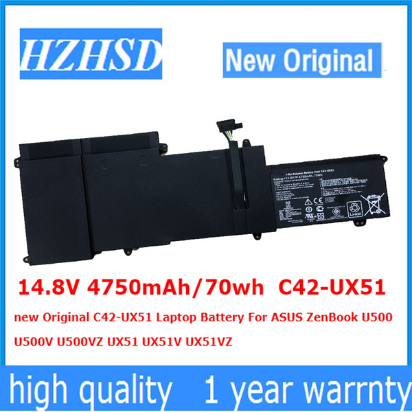 14.8V 4750mAh/70wh C42-UX51 new Original C42-UX51 Laptop Battery For ASUS ZenBook U500 U500V U500VZ UX51 UX51V UX51VZ