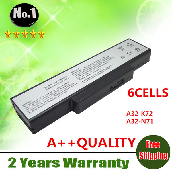 Wholesale-Wholesale New 6cells laptop battery FOR ASUS K72 K73 A72 N71 N73 X77 Series A32-K72 A32-N71 70-NX01B1000Z free shipping