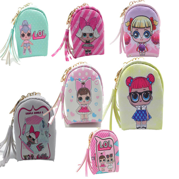 Surprise Girls Coin Purse Bags Tassel Wallet Purse Handbags Girl Princess Mini Cartoon PU bag 7 Color 10*8*5cm C51702