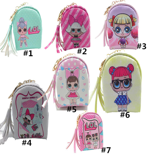 Surprise Girls Coin Purse Bags Printed Tassel Wallet Purse Designer Handbags Girl Princess Mini Cartoon PU bag 7 Color 10*8*5cm C51702