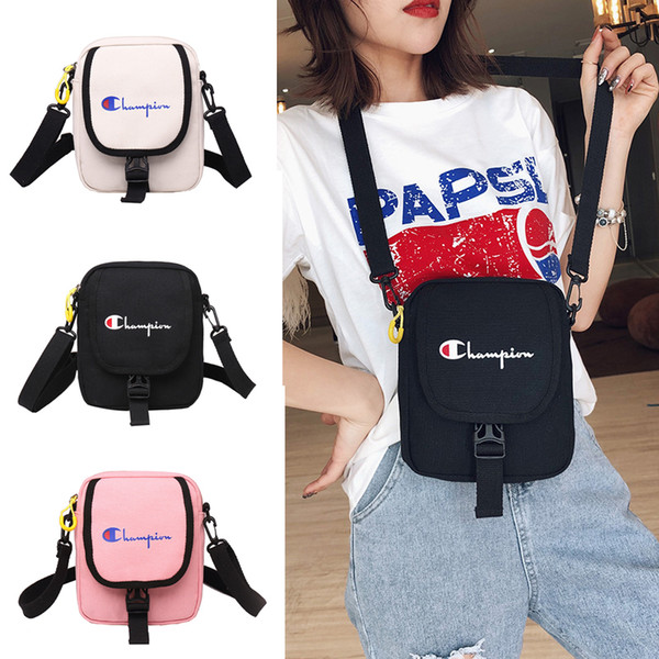 Champions Women Men Crossbody Shoulder Bag Fashion Casual Canvas Letter Print Messenger School Bags Travel Pouch 18*21*5cm 3 Color Hot C426