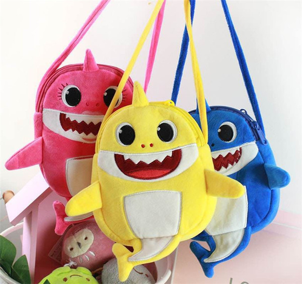 Baby Shark Cartoon Fanny Pack Kids Fuzzy Messenger Bag Cute Shark Doule Layers Zipper Bag Children Plush Crossbody Bag Coin Purse A41501