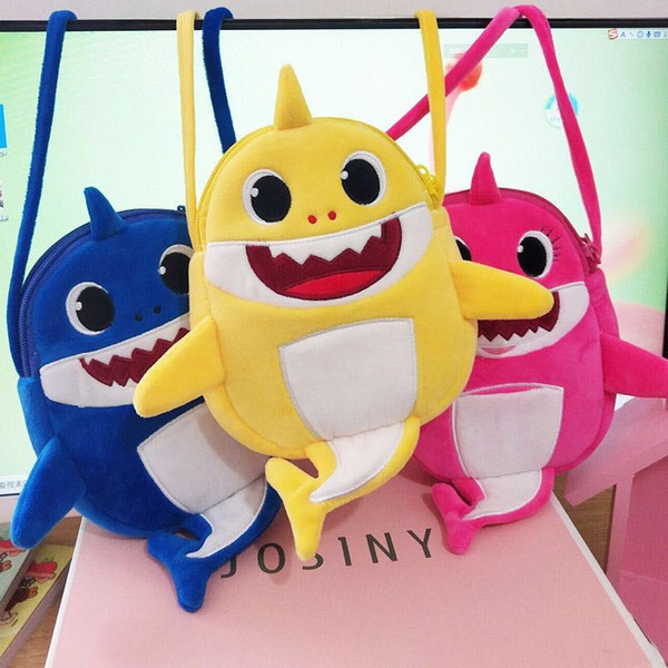 Baby Shark Cartoon Fanny Pack Kids Fuzzy Messenger Bag Cute Shark Doule Layers Zipper Bag Children Plush Crossbody Bag Coin Purse New A41501