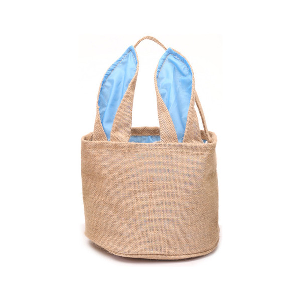 DIY Easter Baskets Burlap Barrel Shaped Cylindric Rabbit Bags Bunny Storage Bag Jute Rabbit Ears Basket Cute Rabbit Ears Handbag Decor New