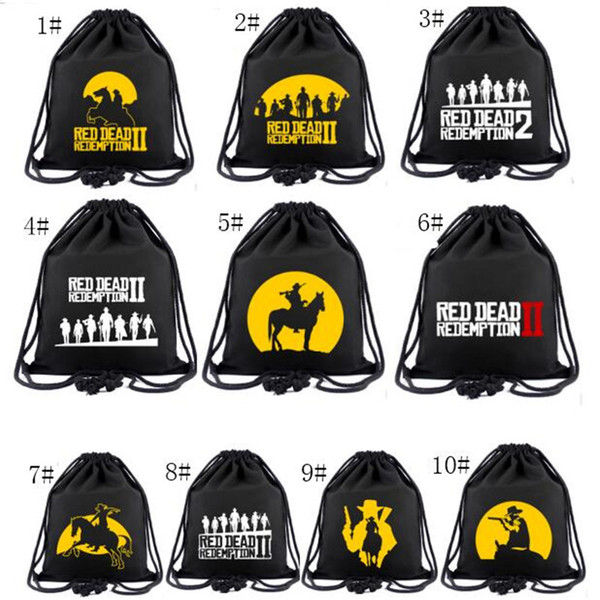 Game Red Dead Redemption Canvas Backpack Teenager Fans Cosplay Drawstring Bag Men Women Drawstring Pocket Boys Girls Students Schoolbag