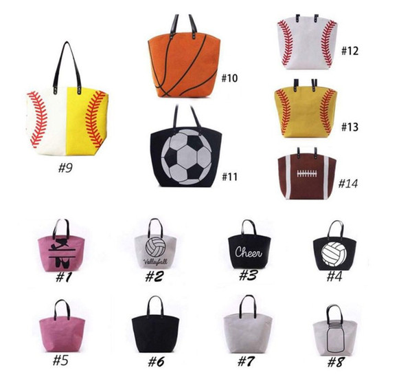 Baseball Canvas Handbag Softball Soccer Pattern Women Handbags Tote Large Capacity Storage Bags Travel Sports One Shoulder Bags New A22803