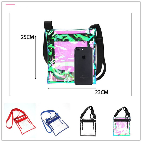 Transparent Laser TPU Shoulder Bag Women Summer Plastic Zipper Messenger Handbag Colorful Laser Travel Beach Holgraphic Crossbody Bag A41801