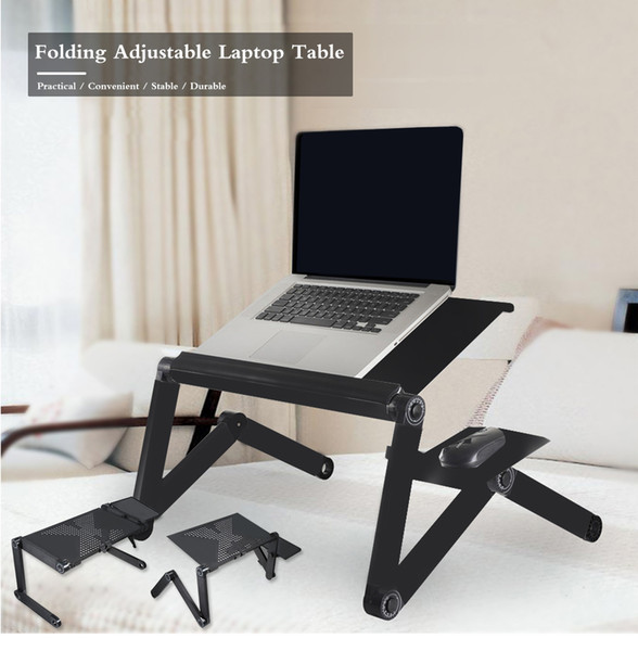 Universal Aluminum Computer Desk Portable Adjustable Foldable Laptop Notebook Lap PC Easy Carry Folding Desk Table Vented Stand Bed Tray