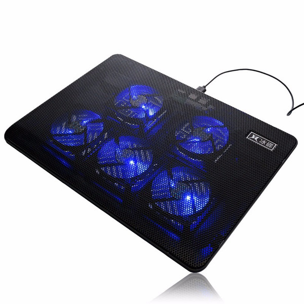 5 Fan Cooling Pad Cooler DC 5V LED Laptop Cooling Pad Fan USB Port Stand Holder Cooler Radiator For Notebook 17 inch