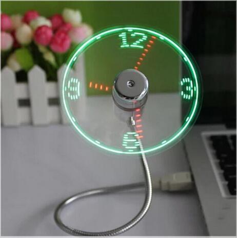 New hot selling USB Mini Flexible Time LED Clock Fan with LED Light - Cool Gadget Free shipping Wholesale Store