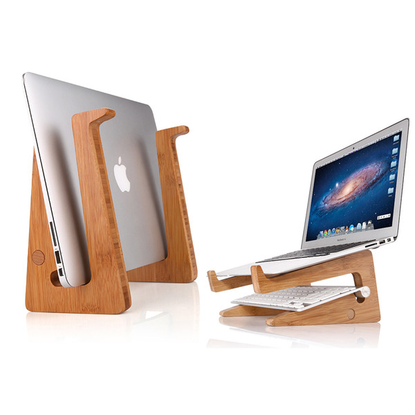 PC Laptop Support Ergonomics Detachable Laptop Vertical Holder Modern Folding Bamboo Stand for Size 11-15 inch