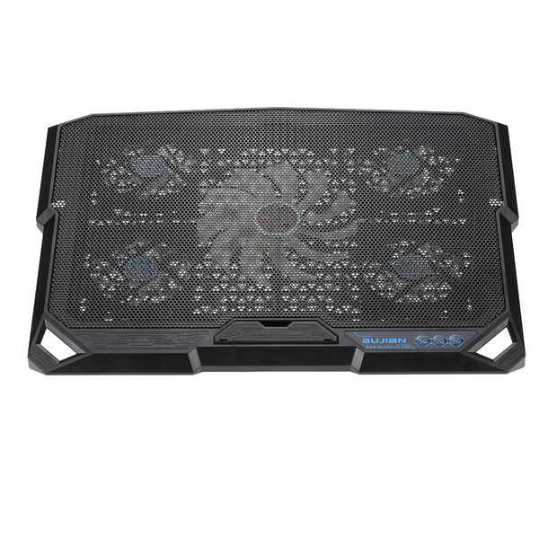 Wholesale-Professional 5 Fan 2 USB Laptop Cooler Cooling Pad Base LED Notebook Cooler Computer USB Fan Stand For Laptop PC 10-15.6