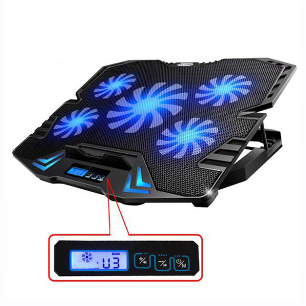 5-Fan Smart Cooling Pad for 12-15.6 Inch Laptop Notebook PCs with LED Touch Screen Speed Control Cooler for Notebook