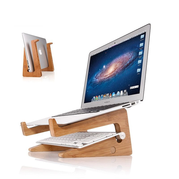 Natural Wood Multi-Functional Laptop Vertical Stand Holder Eco-friend C027 Workstation Ergonomic Dismountable Laptop Cooling Support Storage