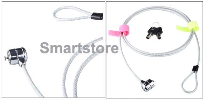 1000pcs/lot Laptop PC Notebook Security Cable Chain Key Lock with 2 keys Free Shipping 0001