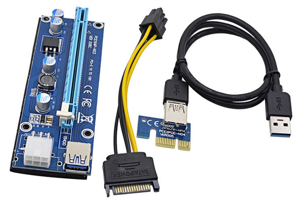 Best quality PCI-E PCI E Express 1X to 16X Riser Card +USB 3.0 Extender Cable with Power Supply for Bitcoin Litecoin Miner 60CM