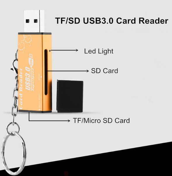 High Speed 2 In 1 USB 3.0 SD TF Card Reader Adapter Adaptor Laptop Computer for Micro TF Flash Memory Card