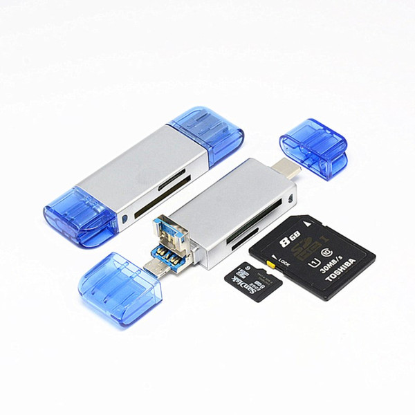 Type C & micro USB & USB 3 In 1 OTG Card Reader High-speed USB3.0 Universal OTG TF/SD for Android Computer Extension Headers