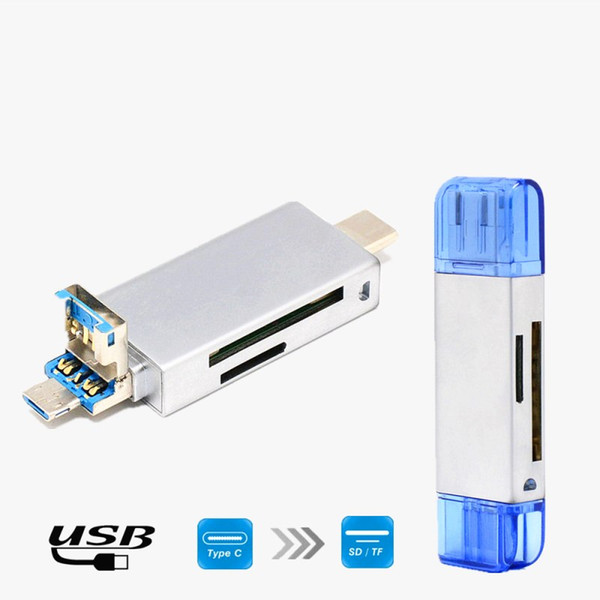 All In 1 USB3.1 Type C Card Reader SD TF MicroSD Card Reader USB C Micro USB OTG Memory Card Writer