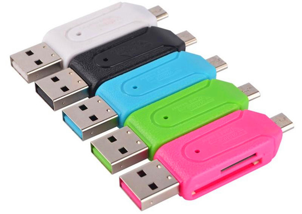 in 1 USB Male To Micro USB Dual Slot OTG Adapter With TF/SD Memory Card Reader For Android Samsung Smartphone