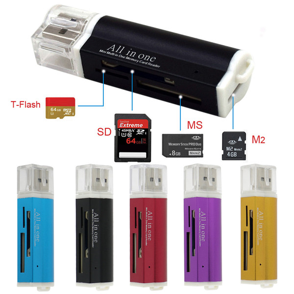 Multi All in 1 Micro USB 2.0 Memory Card Reader Adapter for Micro SD SDHC TF M2 MMC MS PRO Card Reader